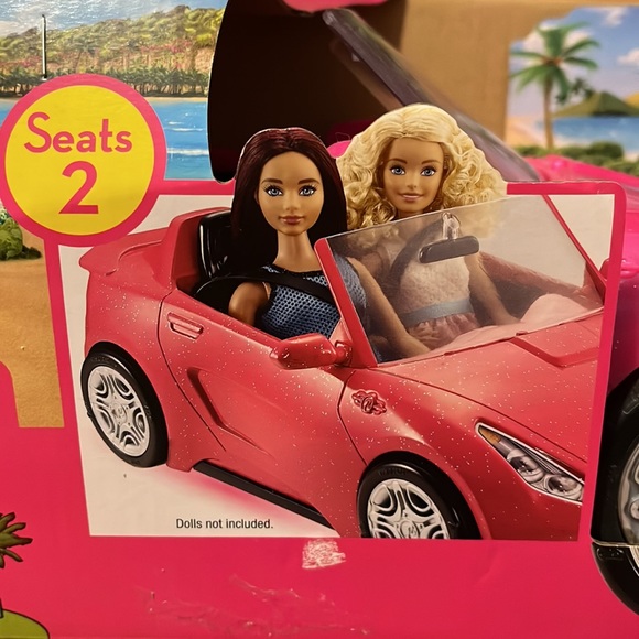 Barbie Pink Convertible 2-Seater Vehicle Doll Accessory With Rolling Wheels - Picture 7 of 9